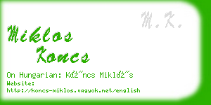 miklos koncs business card